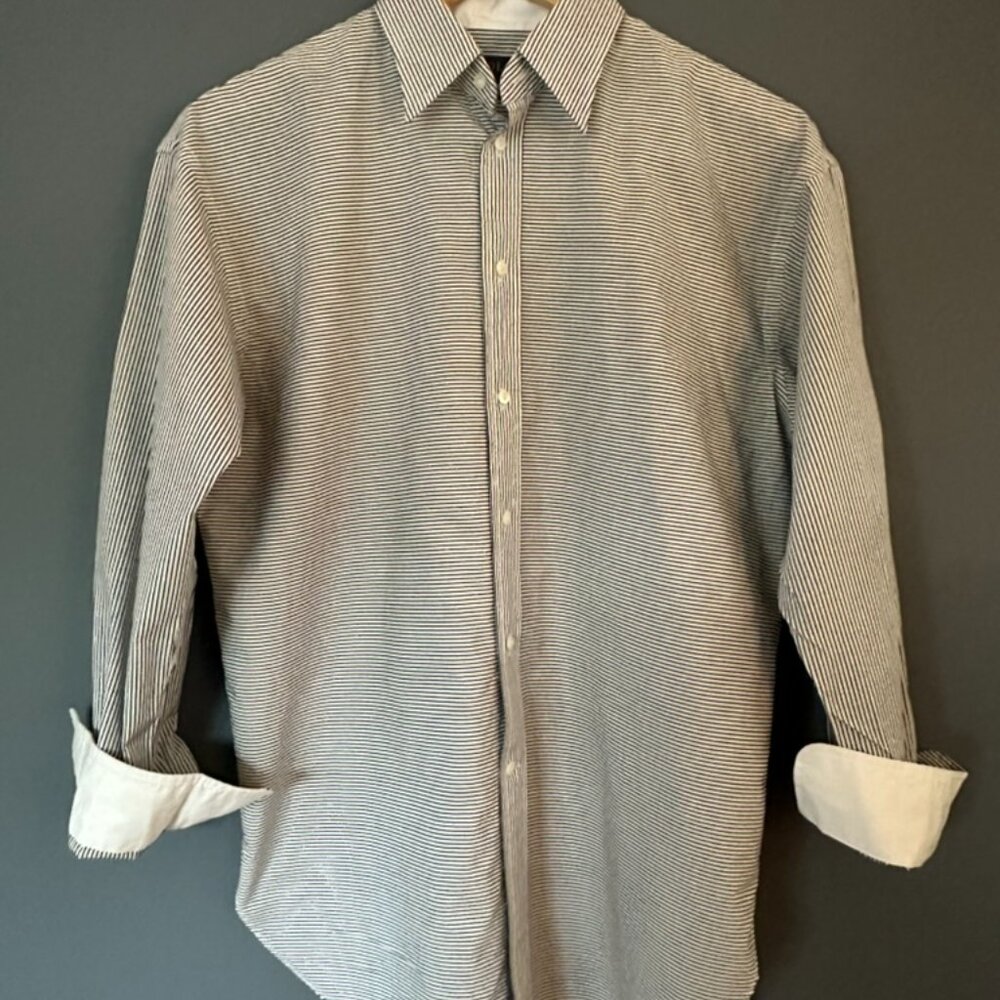 POLO RALPH LAUREN - WOMANS OVERSIZED POPLIN SHIRT BALCK AND WHITE STRIPE SIZE 6